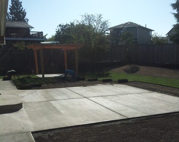 Done! New concrete, new lawn installation, and a 12 x12 pergola in less than five days.