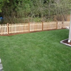 Retaining wall, fence, and lawn installation